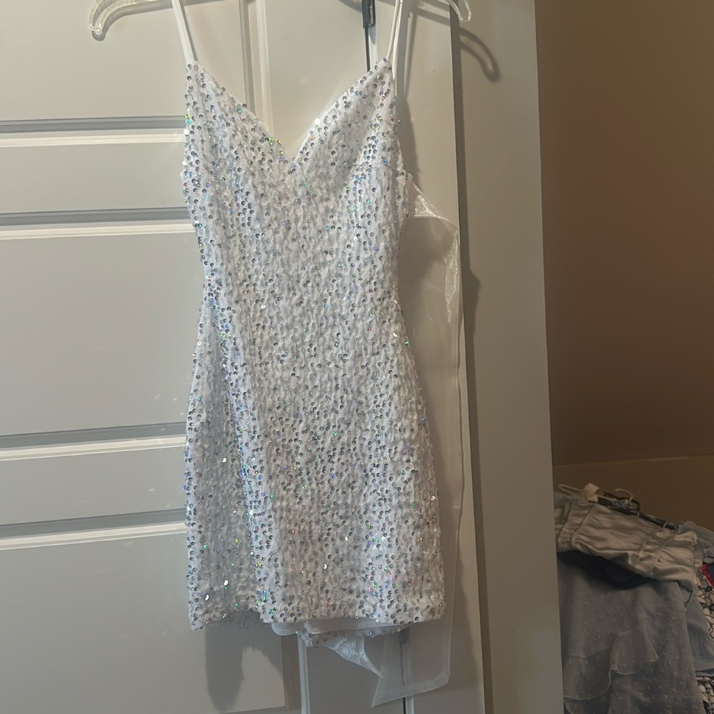 Lucy in the Sky White Sequin Mini Dress